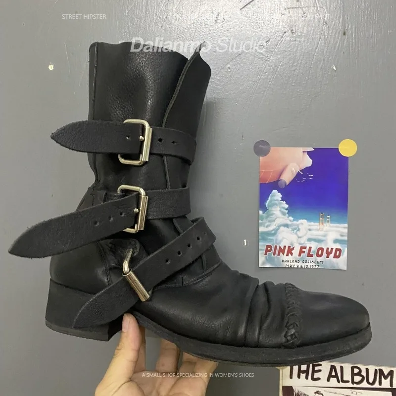 Vintage Fashion Style Men - Fashion Men's Genuine Leather Motorcycle Boots