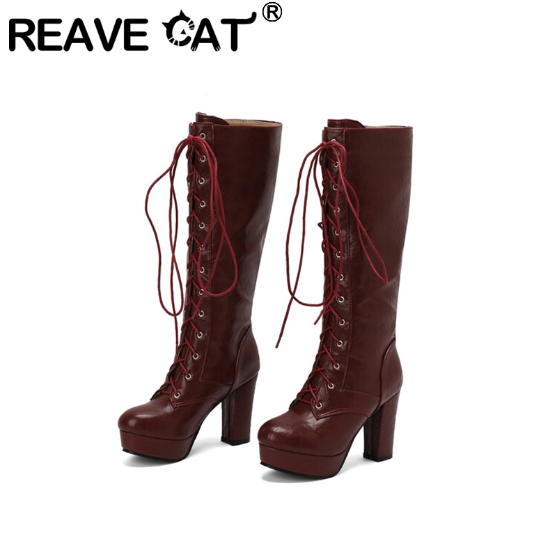 Vintage Style Women Fashion - REAVE CAT Vintage Women Knee Boots