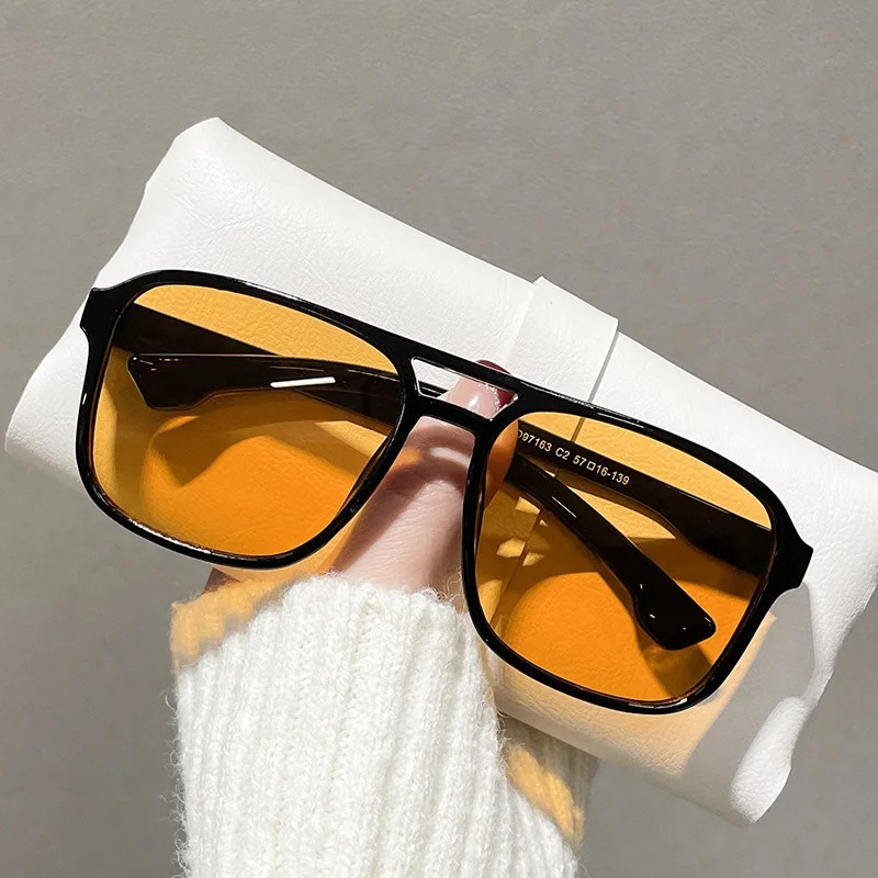 Vintage Fashion Design - Square Double Bridges Sunglasses Women Retro