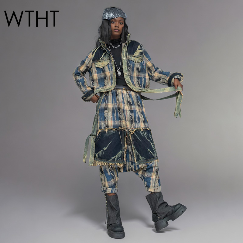 Patchwork Jean Jacket - WTHT Fashion Women's Irregular Patchwork Lapel