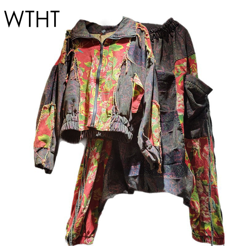 Patchwork Jean Jacket - WTHT Vintage Trendy Women's Patchwork Print