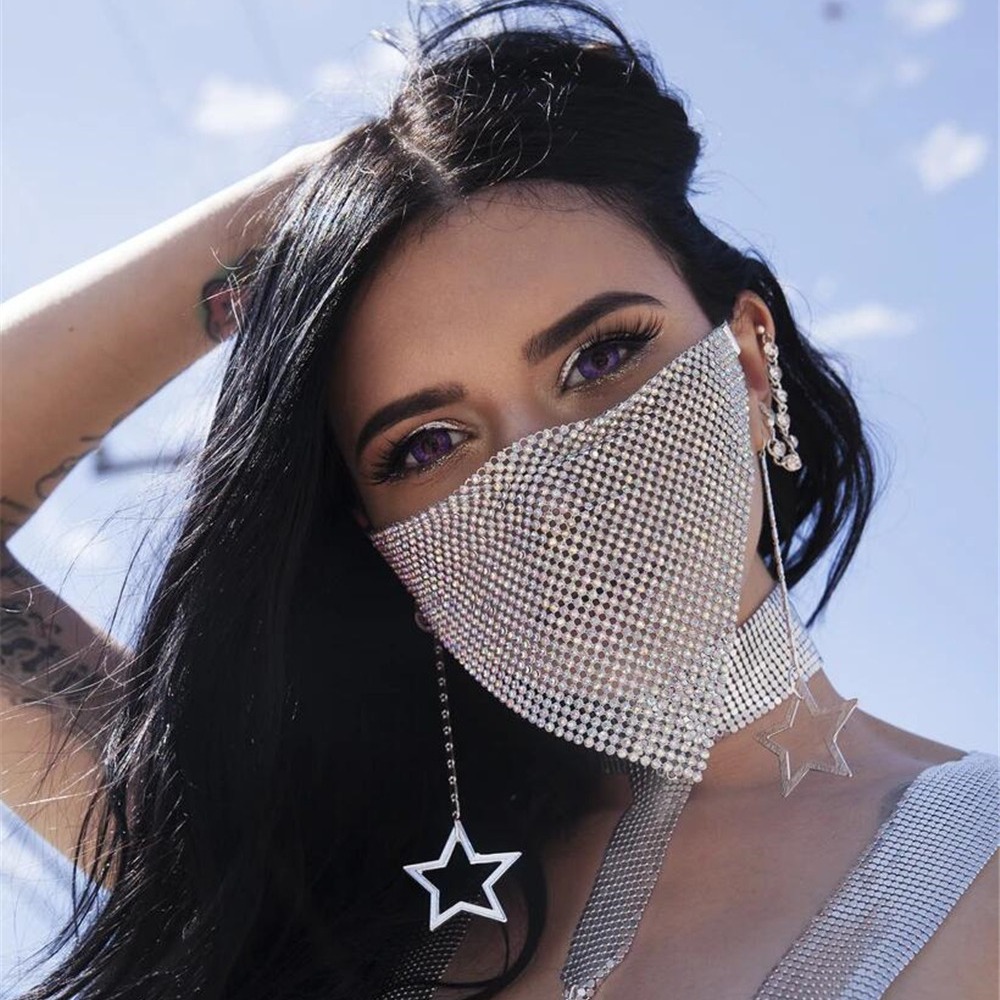 Vintage Fashion Show - Halloween Mask Rhinestone Zircon Face Mask