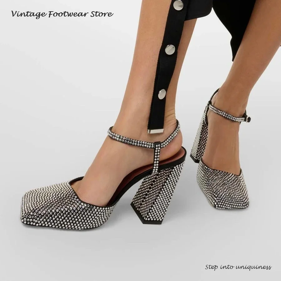 Vintage Fashion Dress - Vintage Crystal Embellished Pumps Summer Square