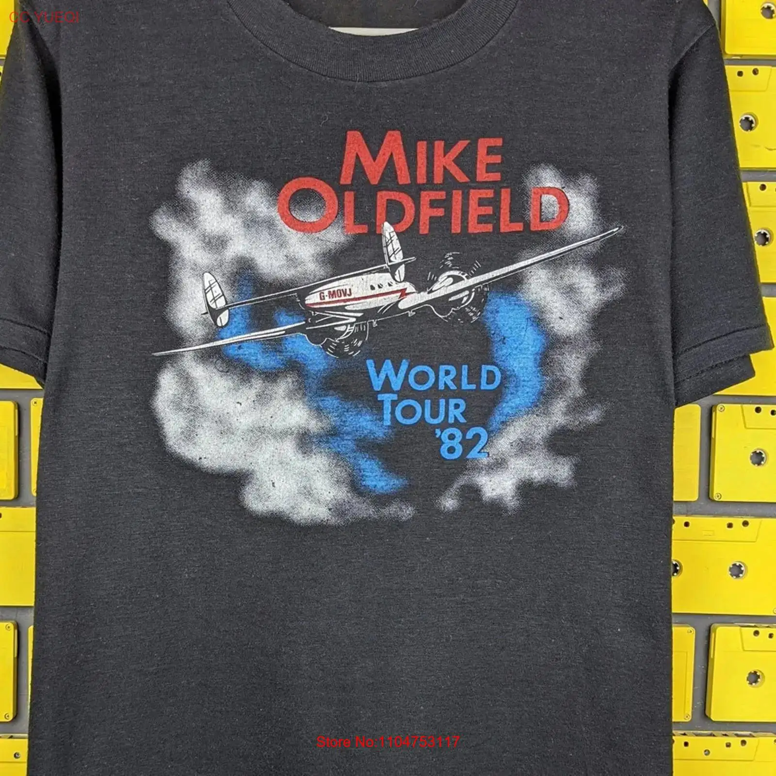 Vintage Fashion World - Mike Oldfield WORLD TOUR black T
