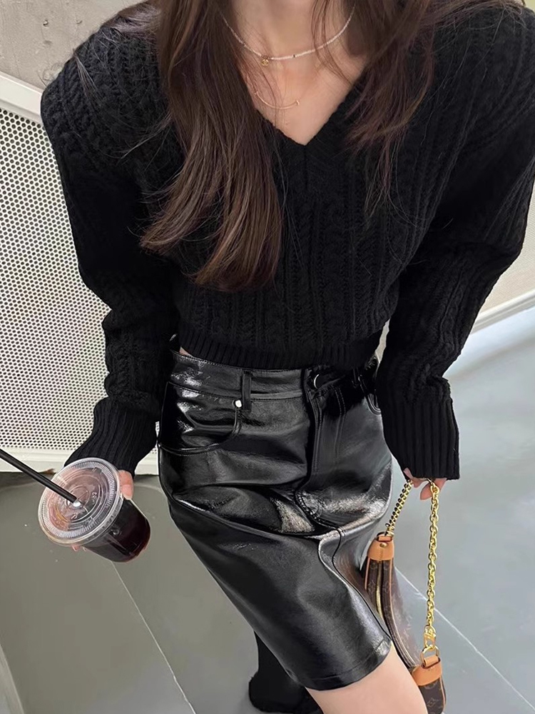 V Neck Short Sweater Women Kor - đánh giá và giá Vintage Fashion Old Money