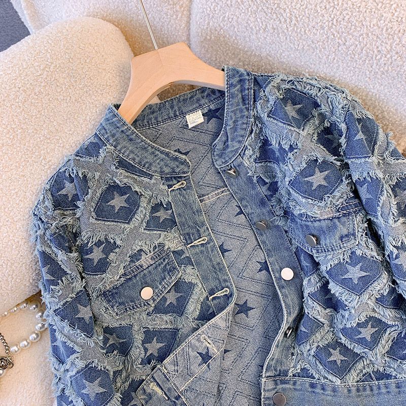 Coat Women Denim Coats Round N - đánh giá và giá Patchwork Jean Jacket