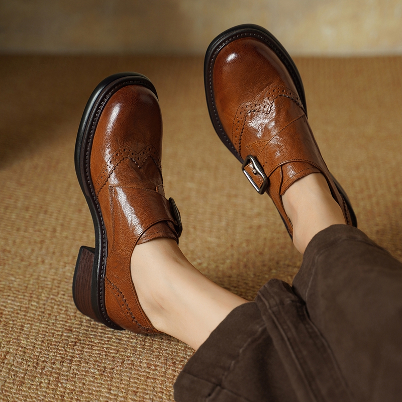 2027 New Buckle Brogue Shoes f - đánh giá và giá Vintage Style Women Fashion