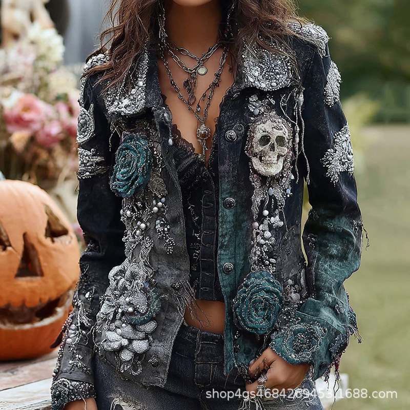Gothic Punk Skull Rose Embroid - đánh giá và giá Vintage Y2K
