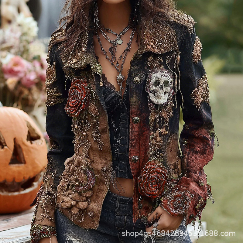 Gothic Punk Skull Rose Embroid - đánh giá và giá Vintage Y2K