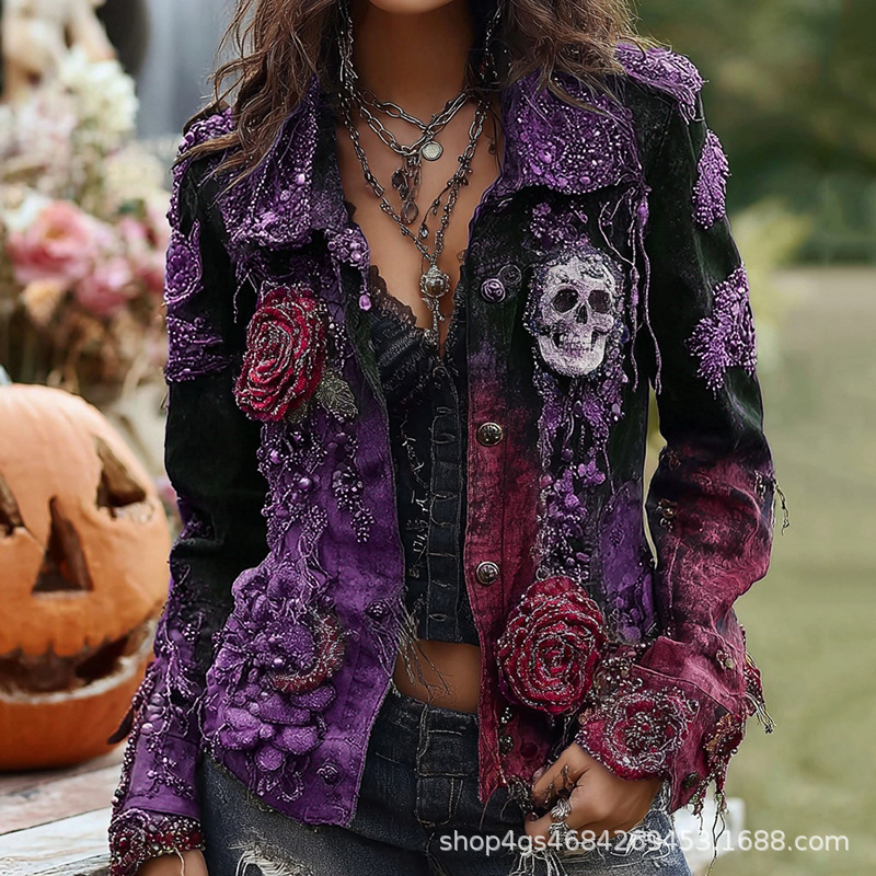 Gothic Punk Skull Rose Embroid - đánh giá và giá Vintage Y2K