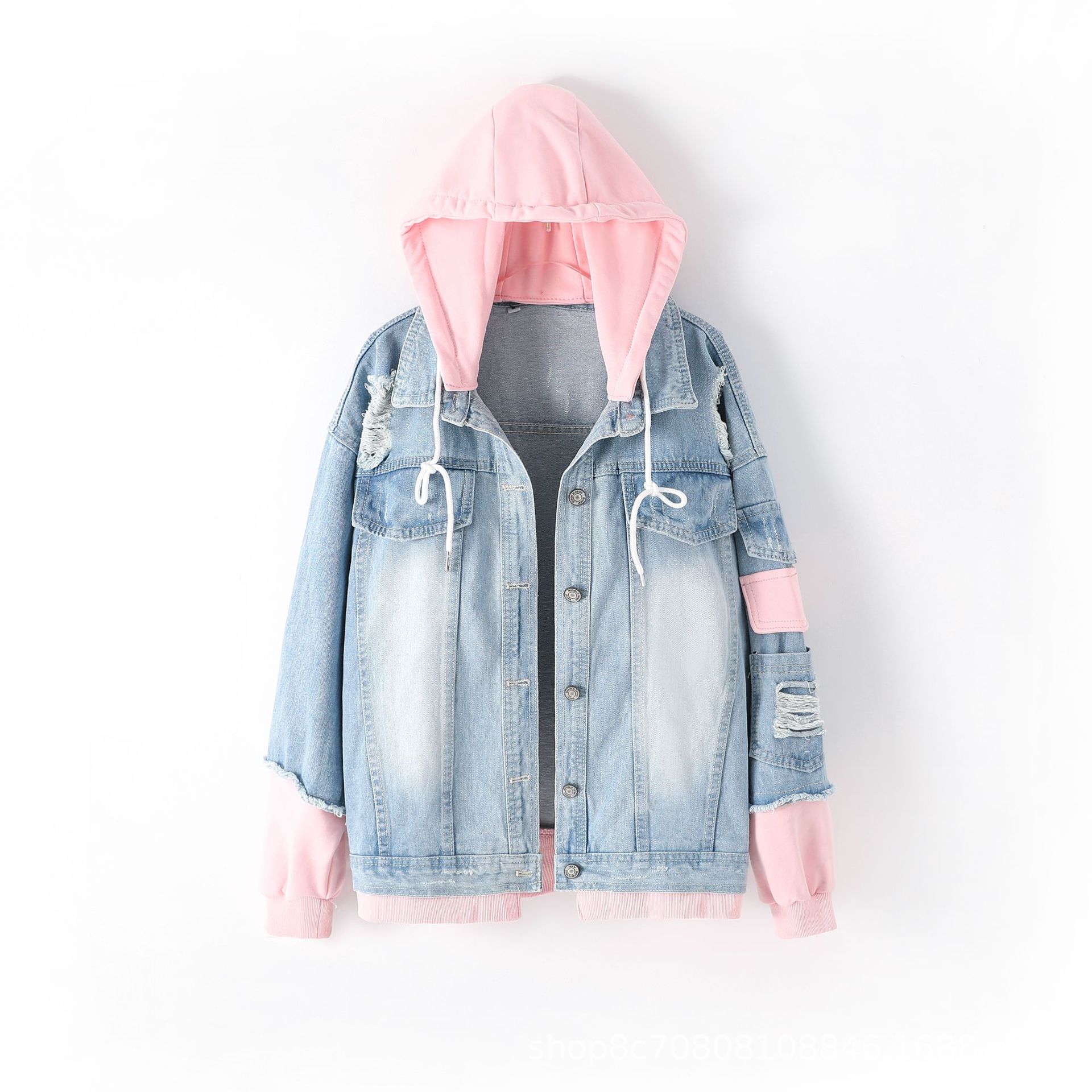 European Style Loose Hooded Pa - đánh giá và giá Patchwork Jean Jacket