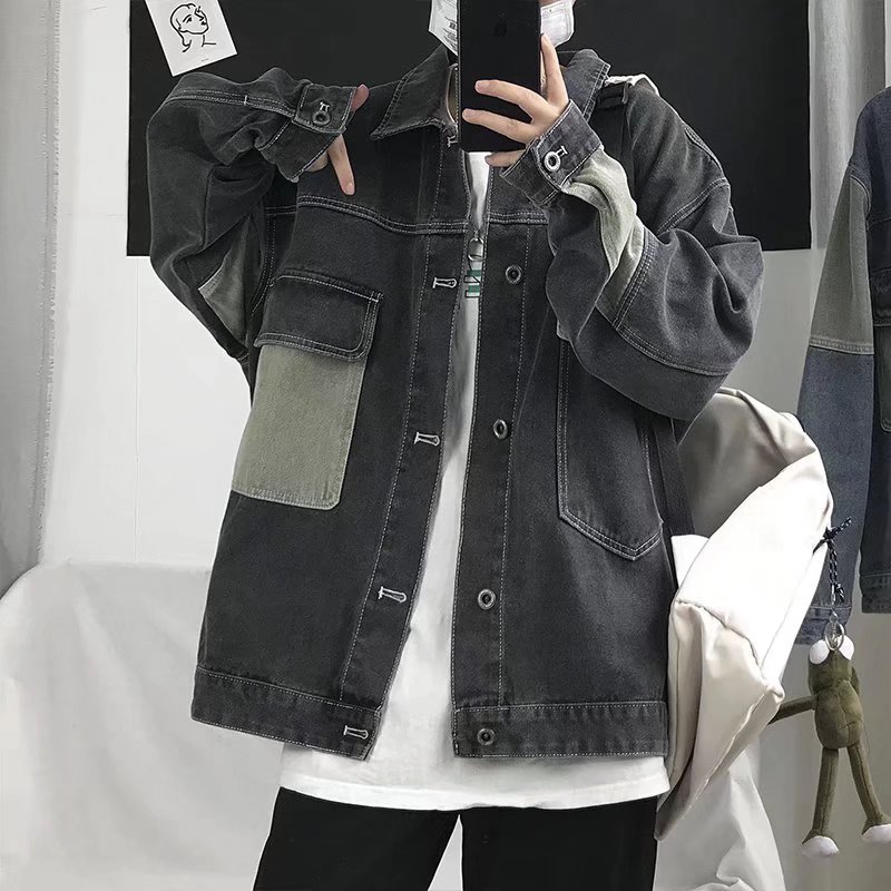 Năm 2023 Nam Oversize Áo Khoác - đánh giá và giá Patchwork Jean Jacket
