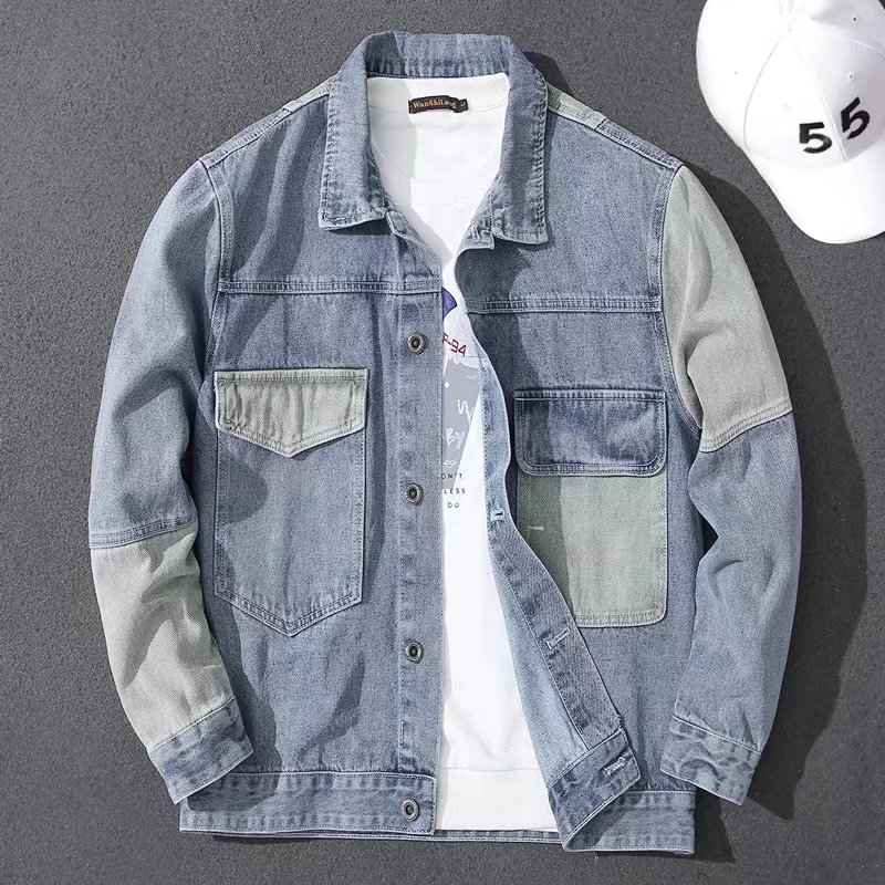 Năm 2023 Nam Oversize Áo Khoác - đánh giá và giá Patchwork Jean Jacket
