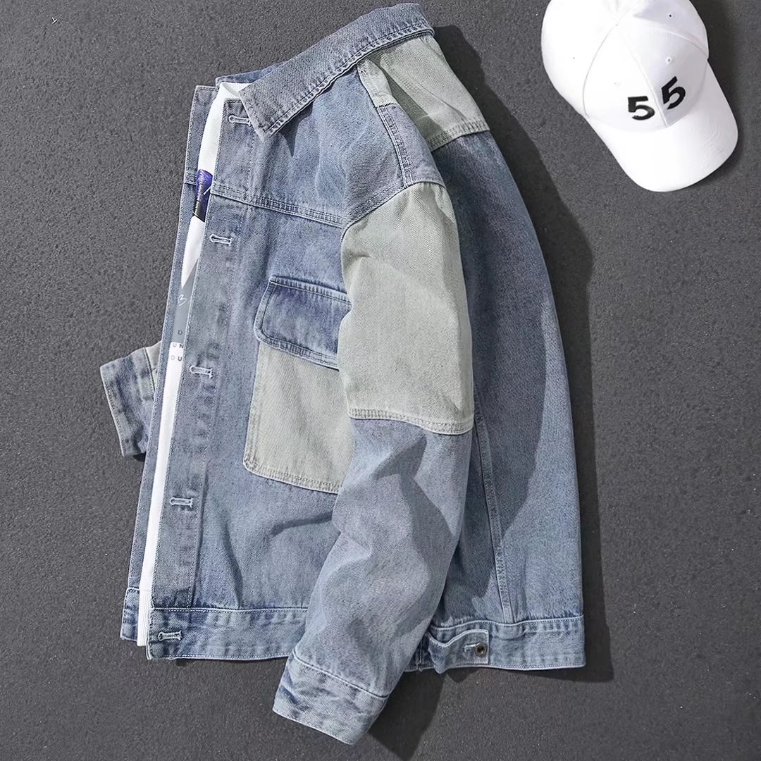 Năm 2023 Nam Oversize Áo Khoác - đánh giá và giá Patchwork Jean Jacket