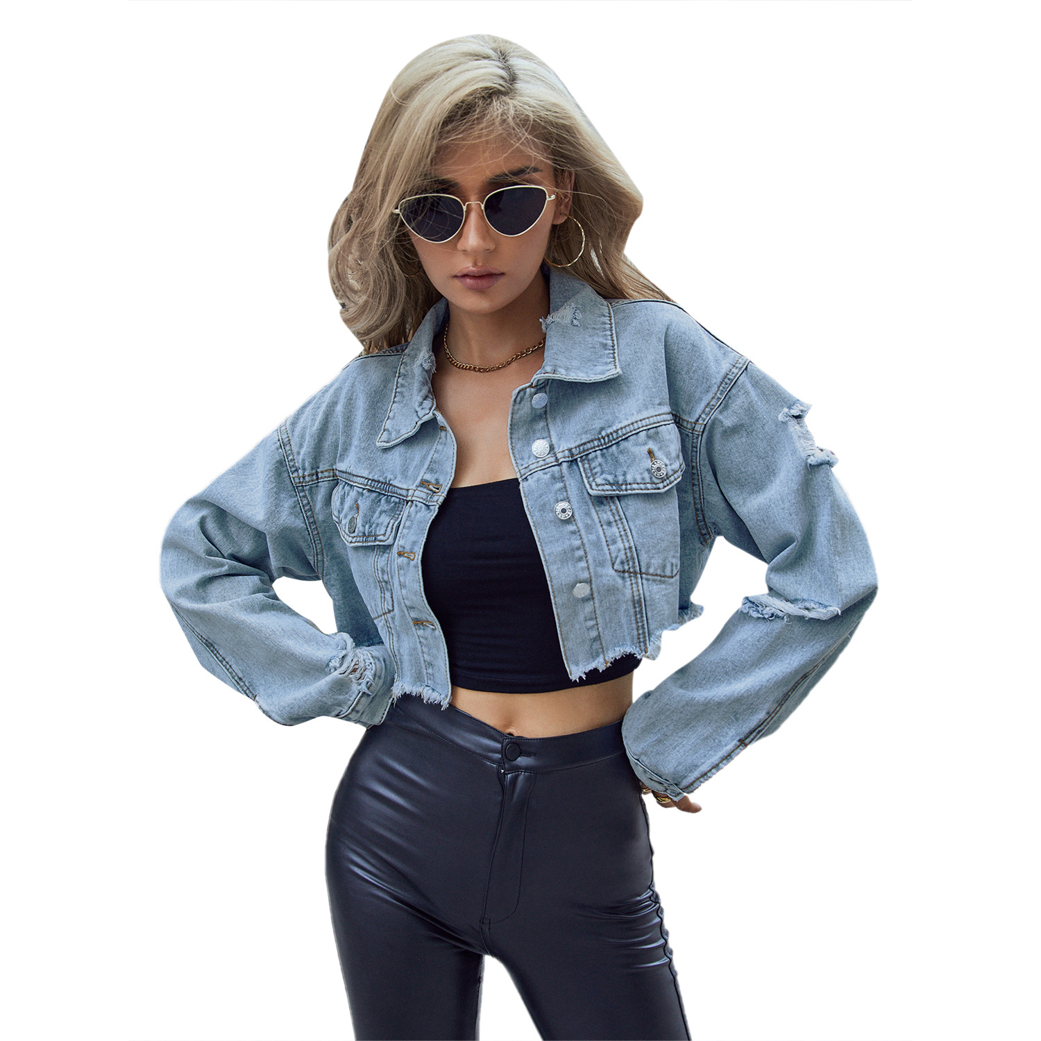 Women Denim Coats Solid Short  - đánh giá và giá Patchwork Jean Jacket