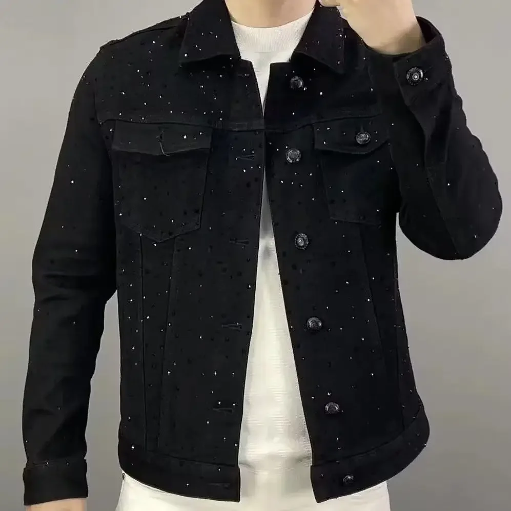 Jeans Coat for Men Button Casu - đánh giá và giá Patchwork Jean Jacket