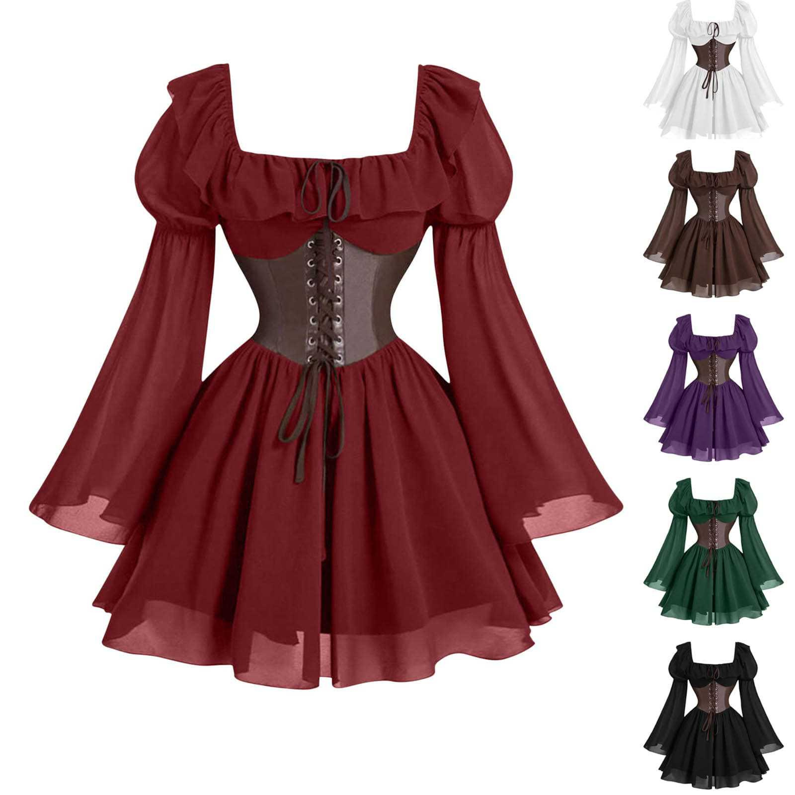 Renaissance Medieval Long Slee - đánh giá và giá Vintage Fashion Women Dresses