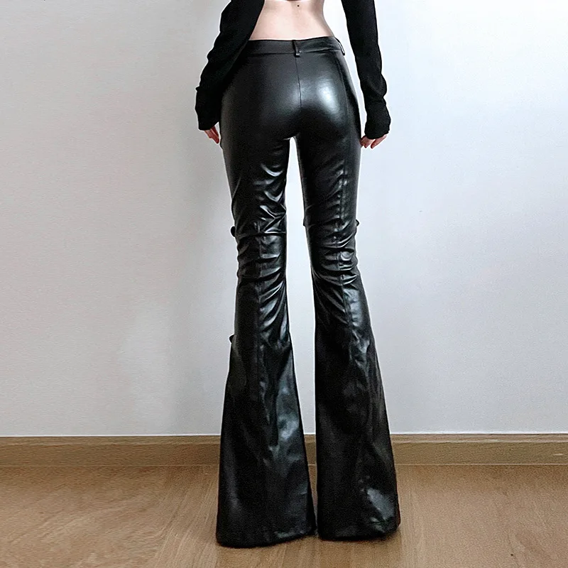 Women's PU Leather Flare Pants - đánh giá và giá Vintage Y2K